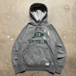 American Eagle Hoodie Adult Medium Gray Fleece Vintage Style After Hood